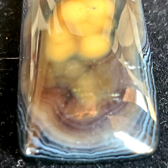 New Yellow Black Fire Agate Oblong Pendant. - Picture 7 of 16